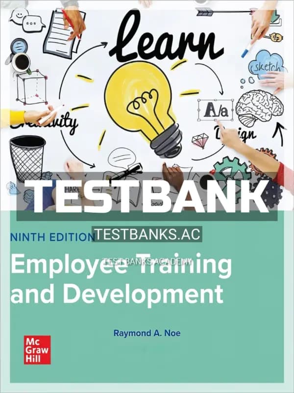 Cover for Test Bank for Employee Training & Development 9th Edition by Noe