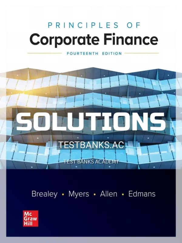 Cover for Solutions Manual for Principles of Corporate Finance 14th Edition by Brealey