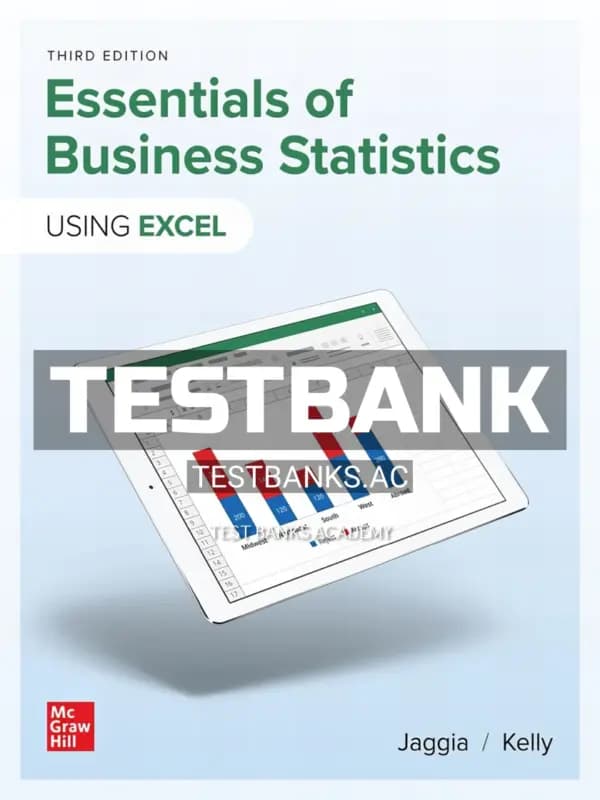 Cover for Test Bank for Essentials of Business Statistics 3rd Edition by Jaggia