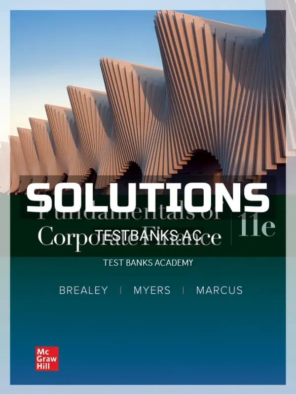 Cover for Solutions Manual for Fundamentals of Corporate Finance 11th Edition by Brealey