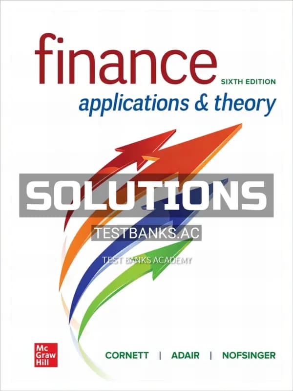 Cover for Solutions Manual for Finance Applications and Theory 6th Edition by Cornett