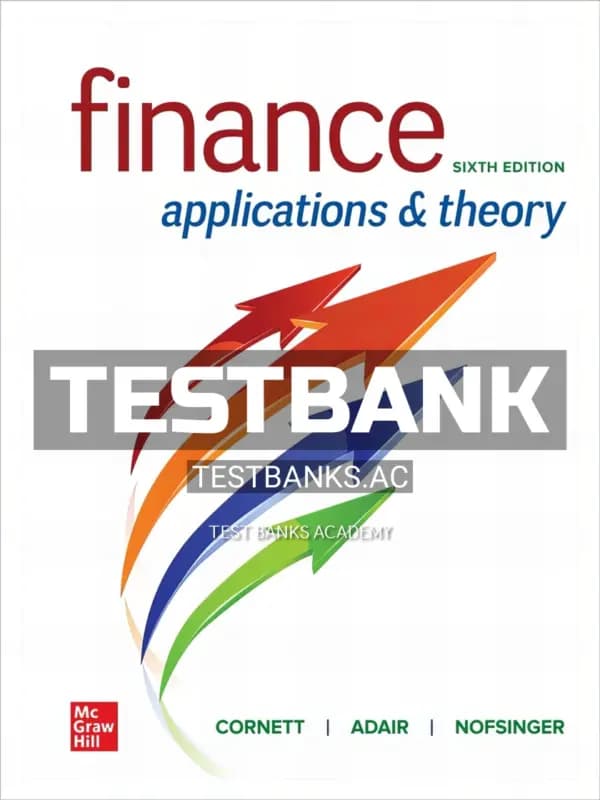 Cover for Test Bank for Finance Applications and Theory 6th Edition by Cornett