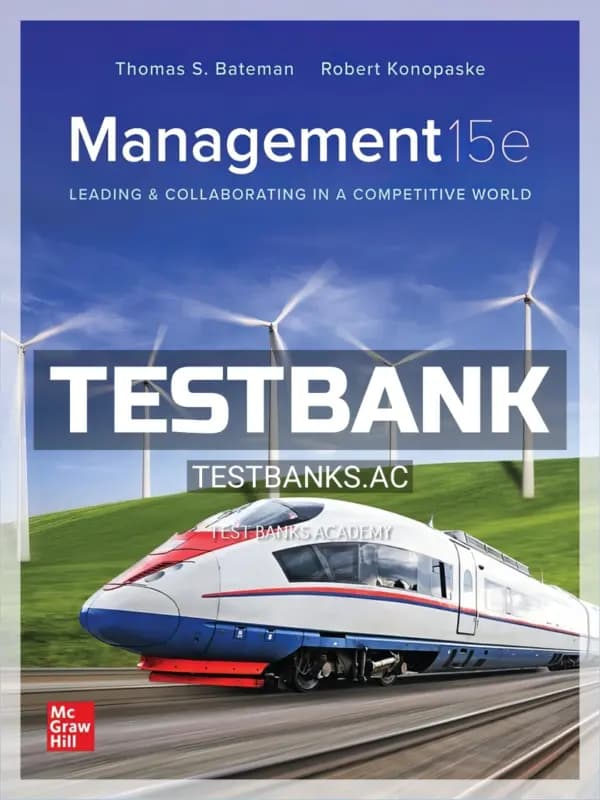 Cover for Test Bank for Management 15th Edition by Bateman