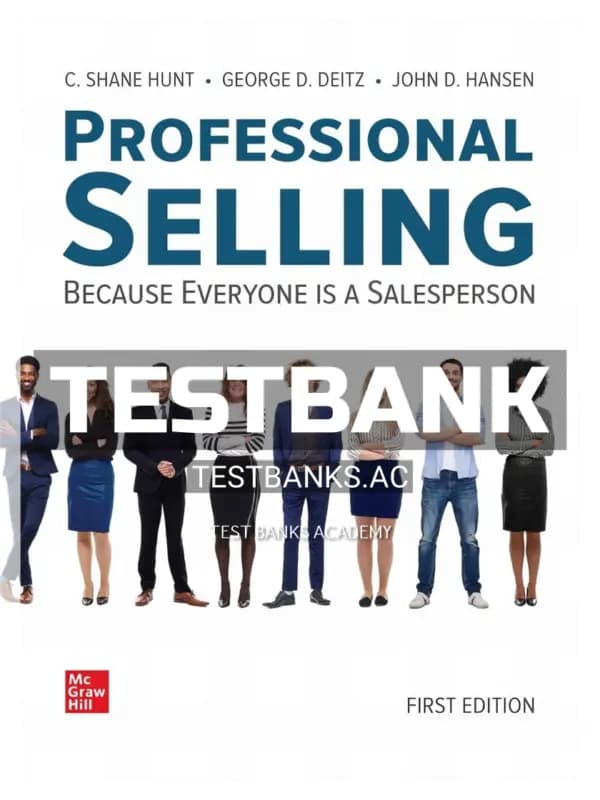 Cover for Test Bank for Professional Selling 1st Edition by Hunt