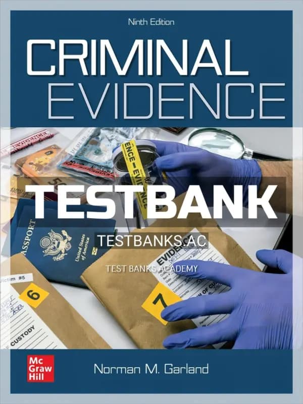 Cover for Test Bank for Criminal Evidence 9th Edition by Garland