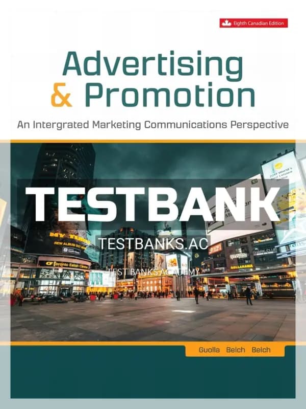Cover for Test Bank for Advertising & Promotion 8th CA Edition by Guolla