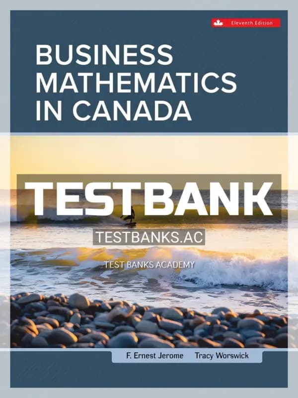 Cover for Test Bank for Business Mathematics In Canada 11th CA Edition by Jerome