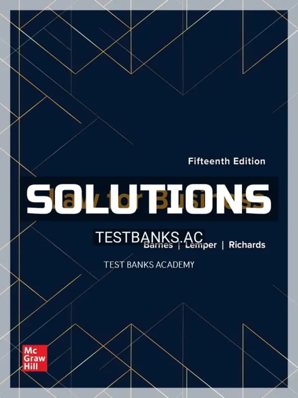 Cover for Solutions Manual for Law for Business 15th Edition by Barnes