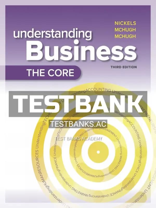 Cover for Test Bank for Understanding Business The Core 3rd Edition by Nickels