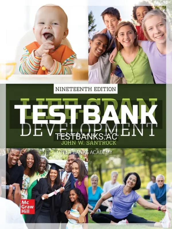 Cover for Test Bank for Life-Span Development 19th Edition by Santrock
