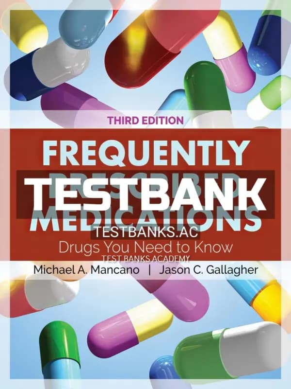 Cover for Test Bank for Frequently Prescribed Medications 3rd Edition by Mancano