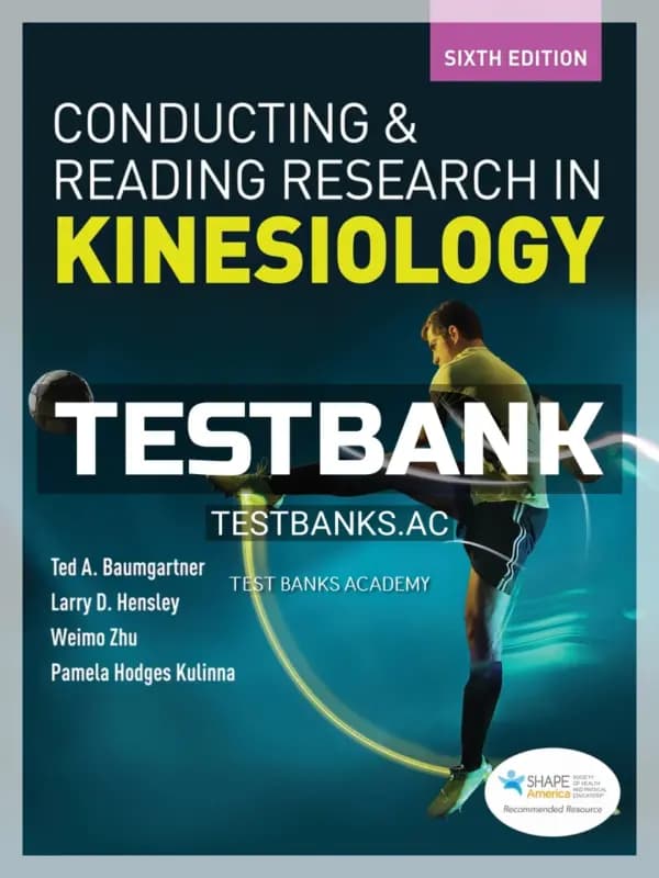 Cover for Test Bank for Conducting and Reading Research in Kinesiology 6th Edition by Baumgartner