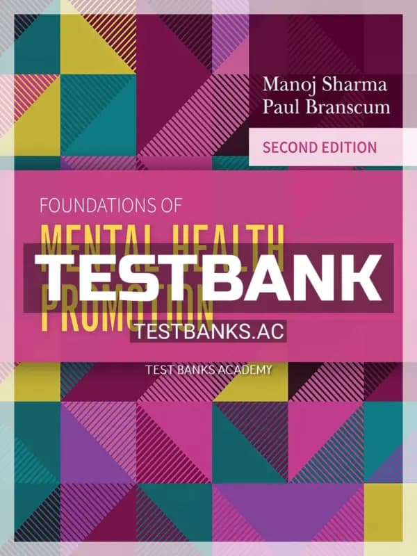 Cover for Test Bank for Foundations of Mental Health Promotion 2nd Edition by Sharma