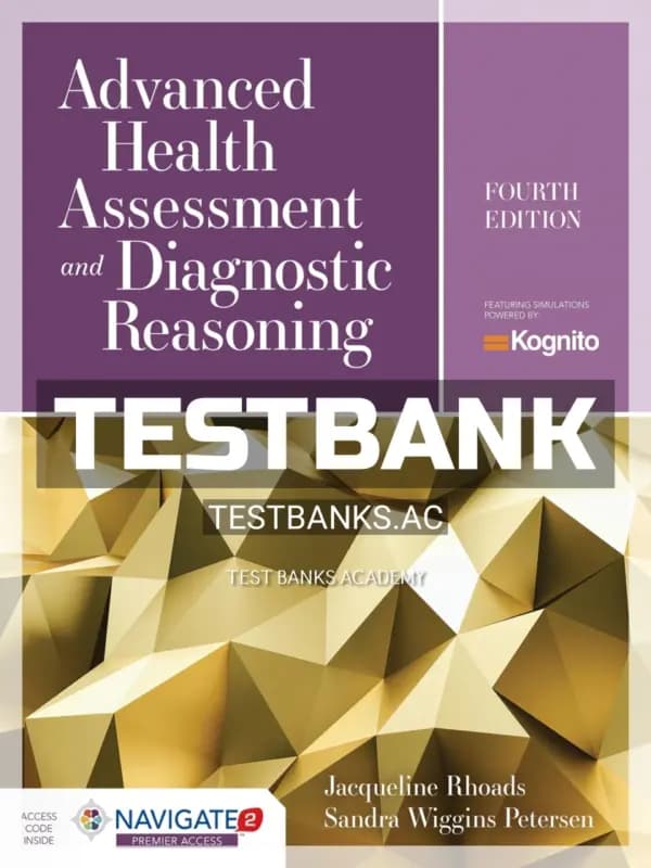 Cover for Test Bank for Advanced Health Assessment and Diagnostic Reasoning 4th Edition by Rhoads