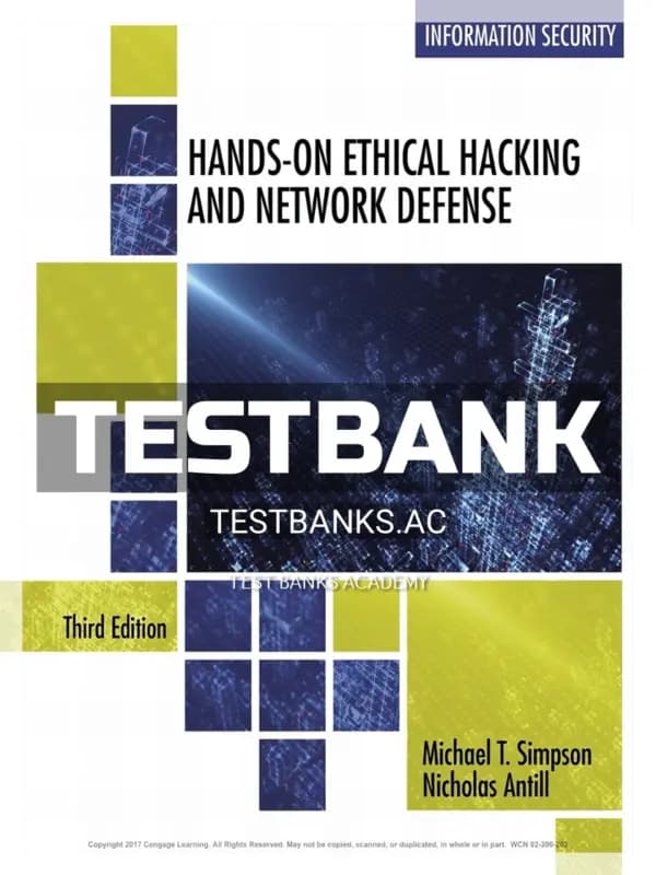 Cover for Test Bank for Hands-On Ethical Hacking and Network Defense 3rd Edition by Simpson