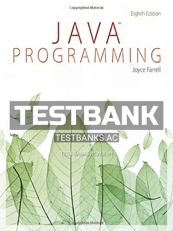 Cover for Test Bank for Java Programming 8th Edition by Joyce Farrell