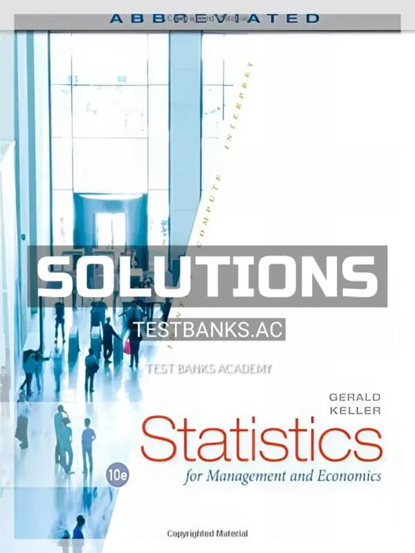 Cover for Solutions Manual for Statistics for Management and Economics Abbreviated 10th Edition by Gerald Keller