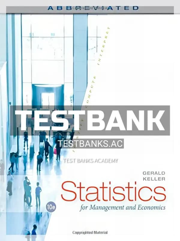 Cover for Test Bank for Statistics for Management and Economics Abbreviated 10th Edition by Gerald Keller