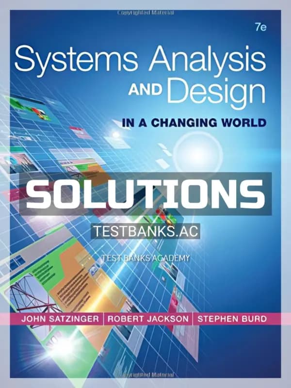 Cover for Solutions Manual for Systems Analysis and Design in a Changing World 7th Edition by Satzinger