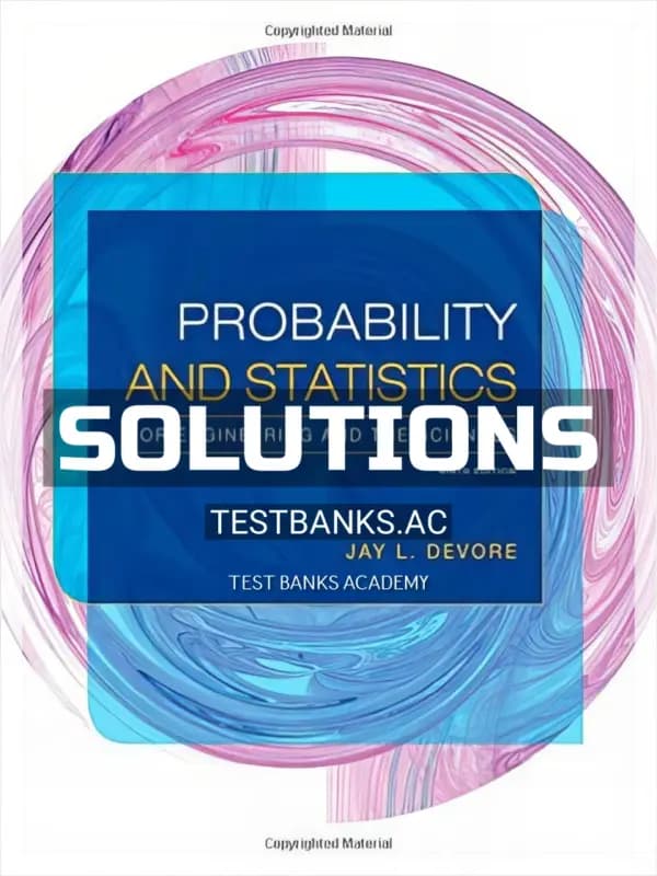 Cover for Solutions Manual for Probability and Statistics for Engineering and the Sciences 9th Edition by Devore
