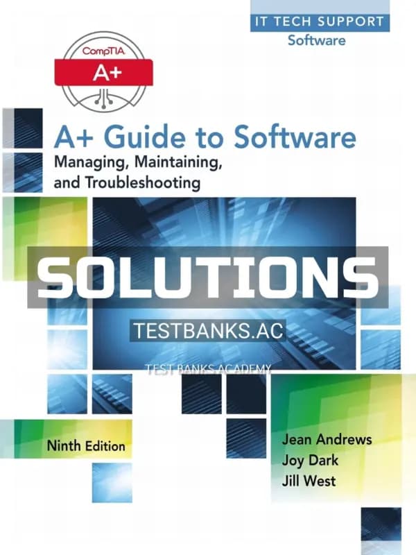 Cover for Solutions Manual for A+ Guide to Software 9th Edition by Andrews