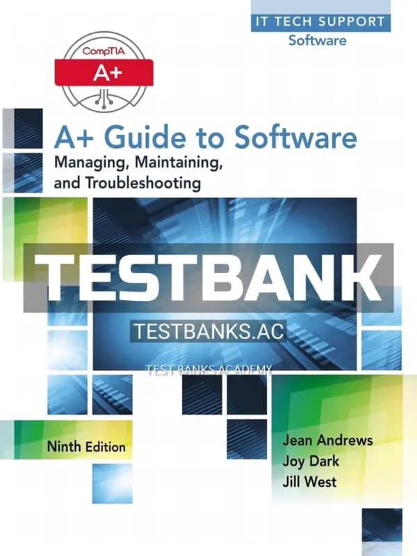 Cover for Test Bank for A+ Guide to Software 9th Edition by Andrews