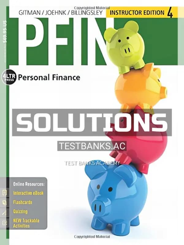 Cover for Solutions Manual for PFIN 4 4th Edition by Gitman