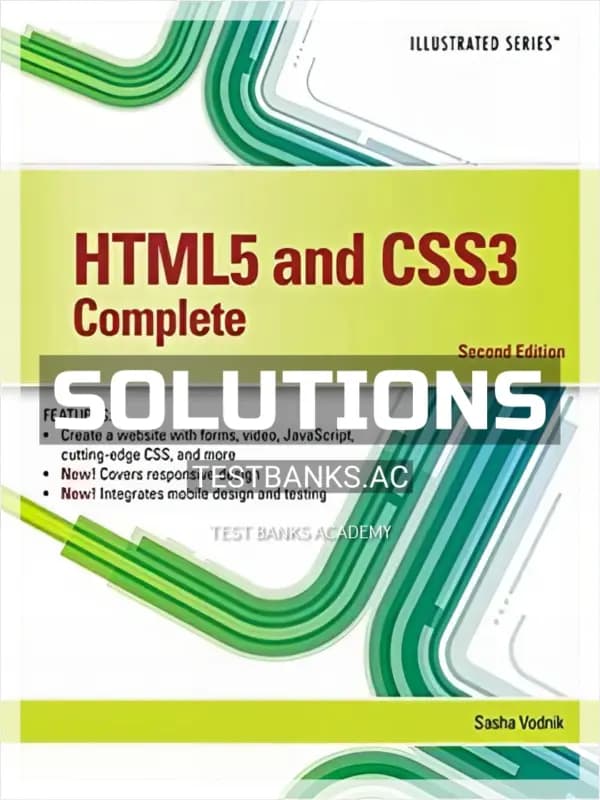 Cover for Solutions Manual for HTML5 and CSS3 Illustrated Complete 2nd Edition by Vodnik