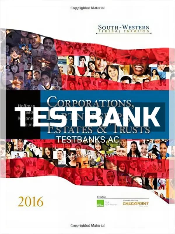 Cover for Test Bank for South-Western Federal Taxation 2016 Corporations Partnerships Estates and Trusts 39th Edition by Hoffman
