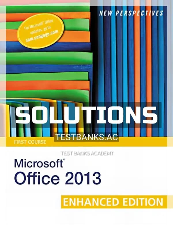 Cover for Solutions Manual for New Perspectives on Microsoft Office 2013 First Course Enhanced Edition 1st Edition by Shaffer