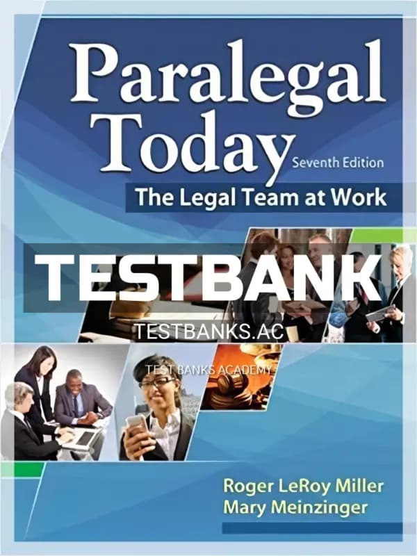 Cover for Test Bank for Paralegal Today The Legal Team at Work 7th Edition by Miller