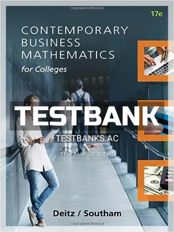 Cover for Test Bank for Contemporary Business Mathematics for Colleges 17th Edition by Deitz