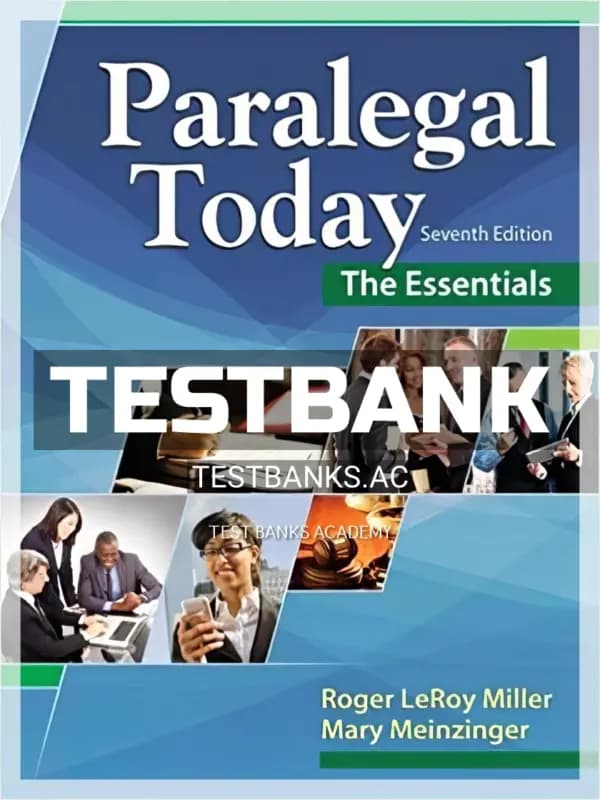 Cover for Test Bank for Paralegal Today The Essentials 7th Edition by Miller