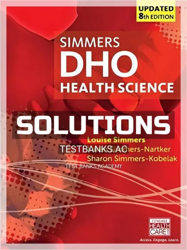 Cover for Solutions Manual for DHO Health Science Updated 8th Edition by Simmers