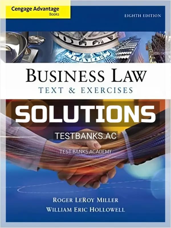 Cover for Solutions Manual for Cengage Advantage Books Business Law Text and Exercises 8th Edition by Miller