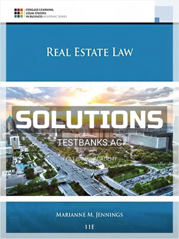 Cover for Solutions Manual for Real Estate Law 11th Edition by Jennings