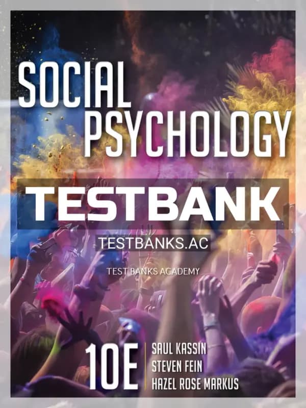 Cover for Test Bank for Social Psychology 10th Edition by Kassin
