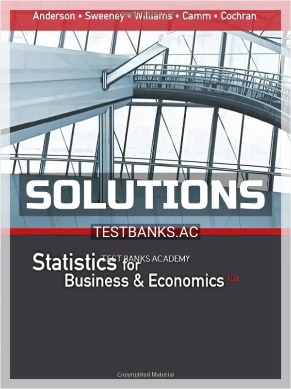 Cover for Solutions Manual for Statistics for Business and Economics 13th Edition by Anderson