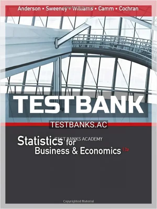 Cover for Test Bank for Statistics for Business and Economics 13th Edition by Anderson