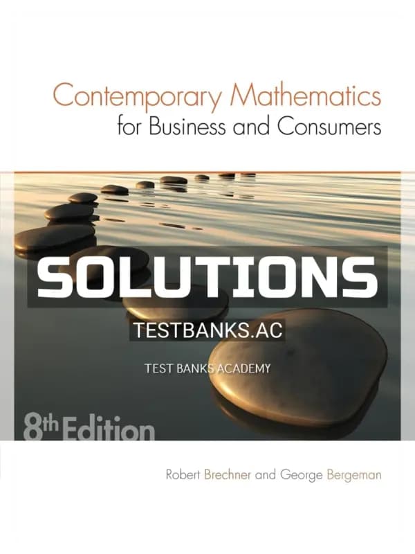 Cover for Solutions Manual for Contemporary Mathematics for Business and Consumers 8th Edition by Brechner
