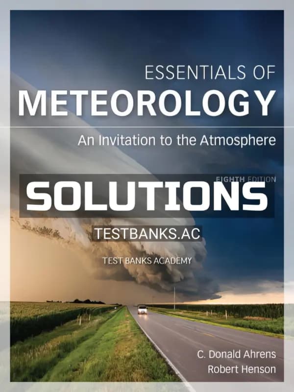 Cover for Solutions Manual for Essentials of Meteorology 8th Edition by Ahrens