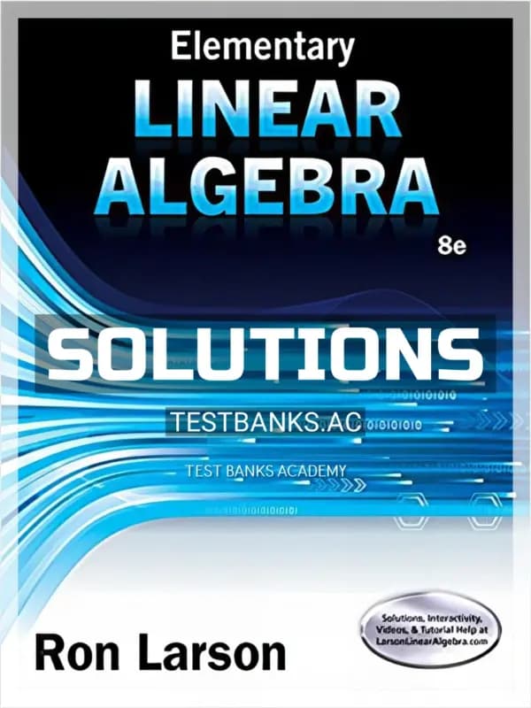 Cover for Solutions Manual for Elementary Linear Algebra 8th Edition by Larson