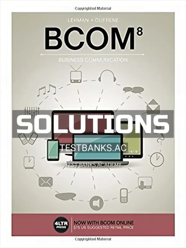 Cover for Solutions Manual for BCOM 8th Edition by Lehman