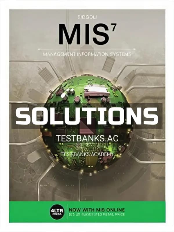 Cover for Solutions Manual for MIS 7th Edition by Bidgoli