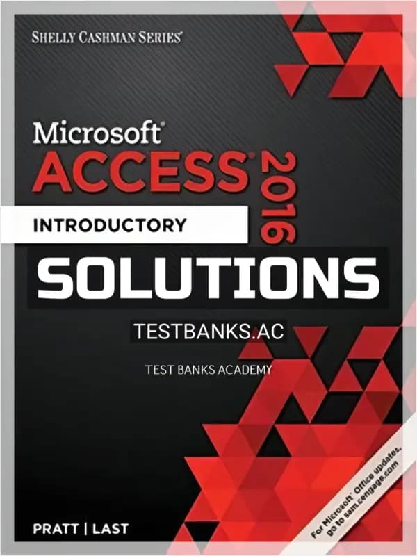 Cover for Solutions Manual for Shelly Cashman Series Microsoft Office 365 and Access 2016 Introductory 1st Edition by Pratt