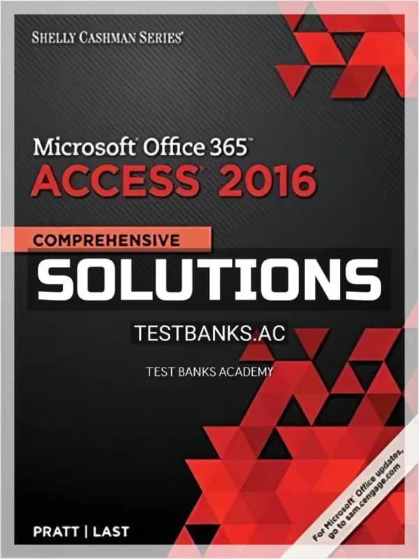 Cover for Solutions Manual for Shelly Cashman Series Microsoft Office 365 and Access 2016 Comprehensive 1st Edition by Pratt