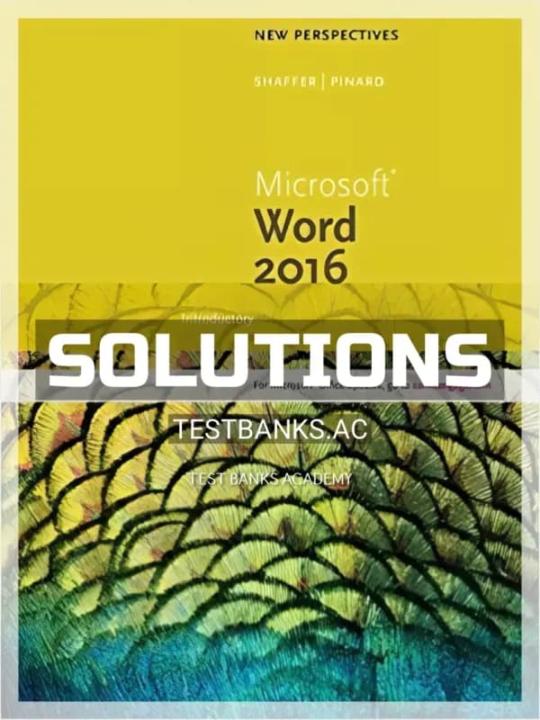 Cover for Solutions Manual for New Perspectives Microsoft Office 365 and Word 2016 Introductory 1st Edition by Shaffer