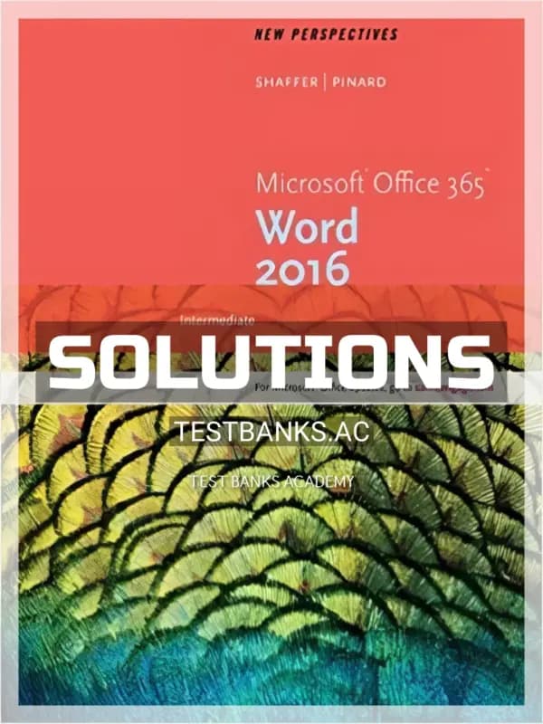Cover for Solutions Manual for New Perspectives Microsoft Office 365 and Word 2016 Intermediate 1st Edition by Shaffer
