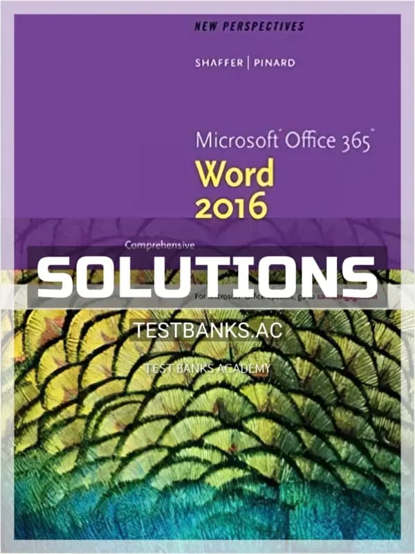 Cover for Solutions Manual for New Perspectives Microsoft Office 365 and Word 2016 Comprehensive 1st Edition by Shaffer