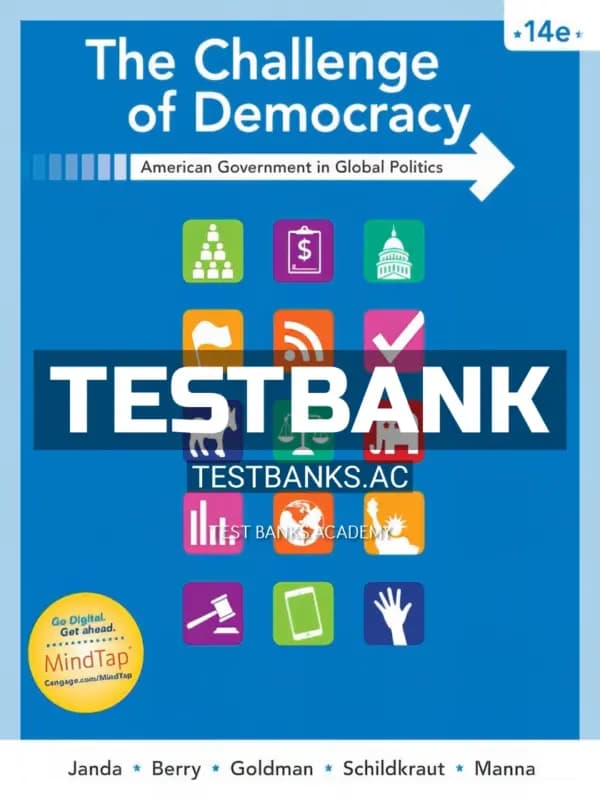 Cover for Test Bank for Challenge of Democracy American Government in Global Politics 14th Edition by Janda